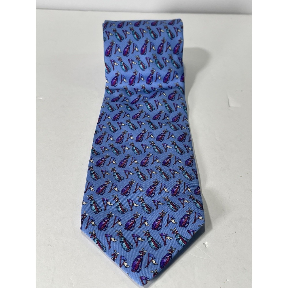 Robert Talbott Diablo Scotch Club Silk Tie Blue Golf Novelty Golfer USA